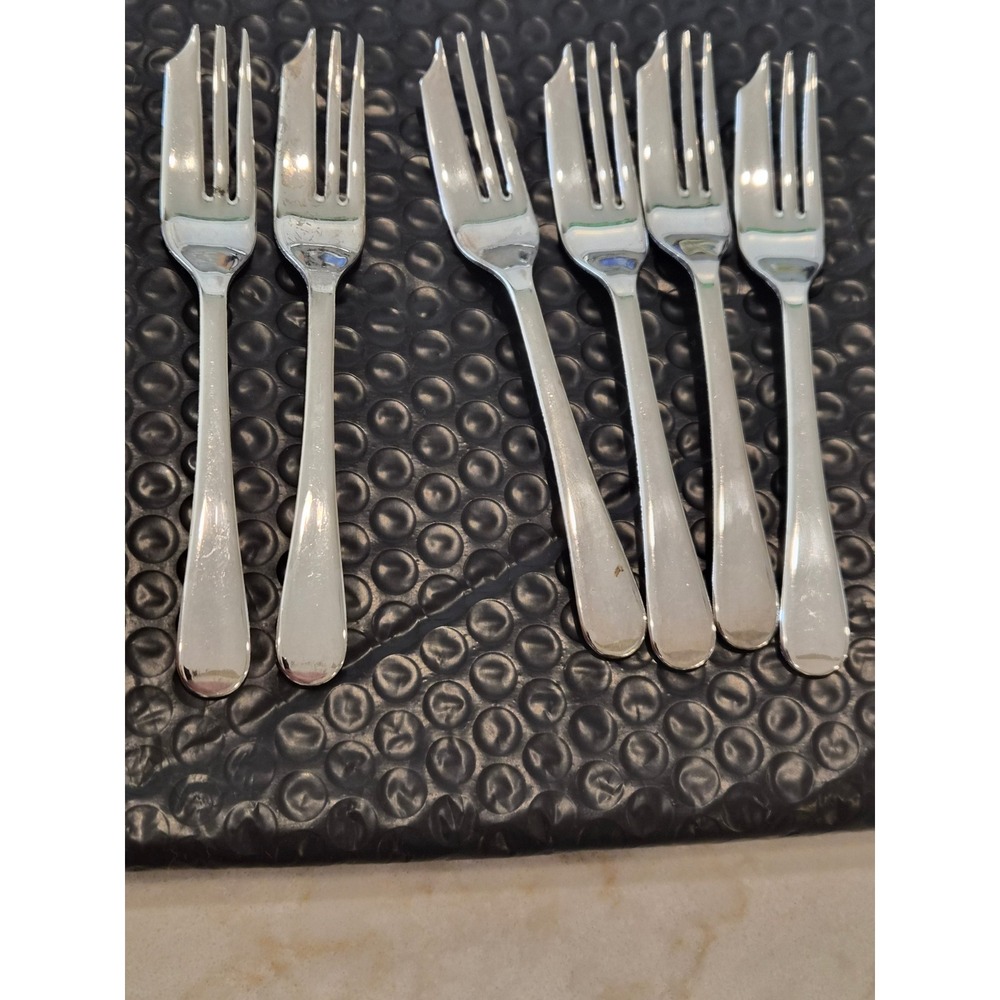 Vintage Sheffield England Silver Plated Pastry Cake Forks Set of 6 Notched Tine